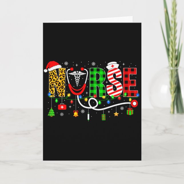 Carte Nurse Christmas Stethoscope Nurses Xmas Pajamas Gi (Devant)