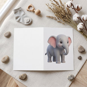 Carte Nursery de dessin animé éléphant bébé mignon