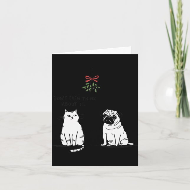 Carte N'y Pensez Même Pas Maman Chat Drôle Et Chien Noël (Devant)