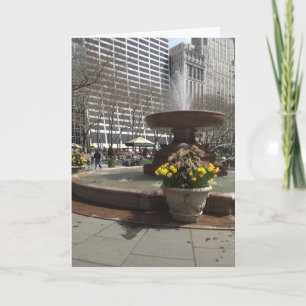 Carte NYC Bryant Park Fontaine Daffodiques New York Spri