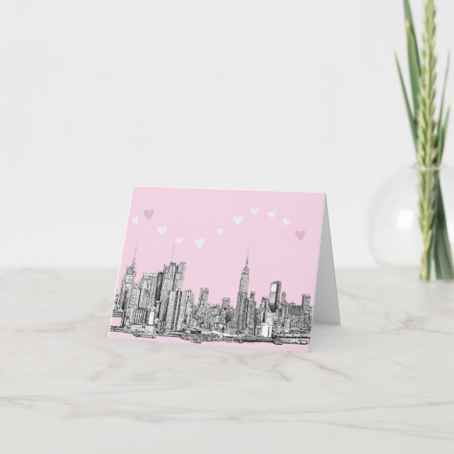 Carte NYC cœurs roses (Devant)