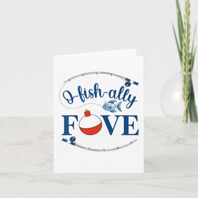 Carte O-fish-ally Cinq garçon de pêche Cinquième anniver (Devant)