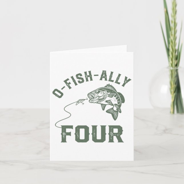 Carte O-fish-ally Quatre Décorations d'anniversaire 4e a (Devant)
