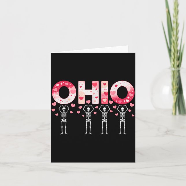 Carte O-h-i-o Funny Skeletons Ohio In Midwestern Valenti (Devant)