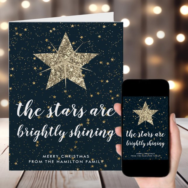 Carte O Holy Night | Noël des étoiles d'or (Créateur téléchargé)