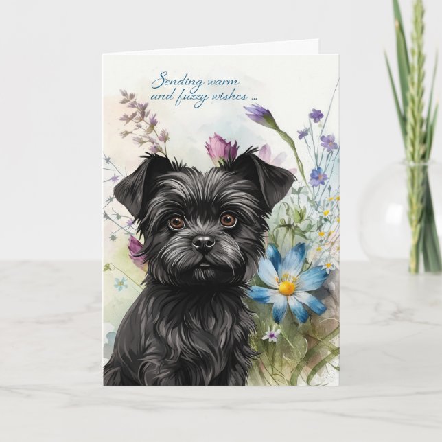 Carte Obtenez bien Affenpinscher Chien Fleur sauvage Gar (Devant)