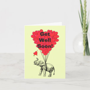 Carte Obtenez bien bientôt amusant design d'éléphants