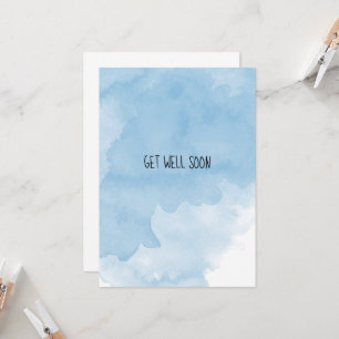 Carte Obtenez bien Bientôt Aquarelle Bleu Design dégradé