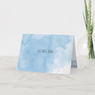 Carte Obtenez bien Bientôt Aquarelle Bleu Design dégradé