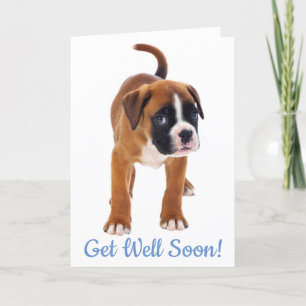 Carte Obtenez Bien Bientôt Boxer Chien Greeting Card - V