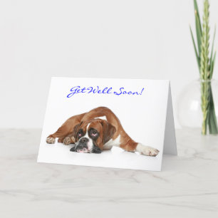 Carte Obtenez Bien Bientôt Boxer Chien Greeting Card - V