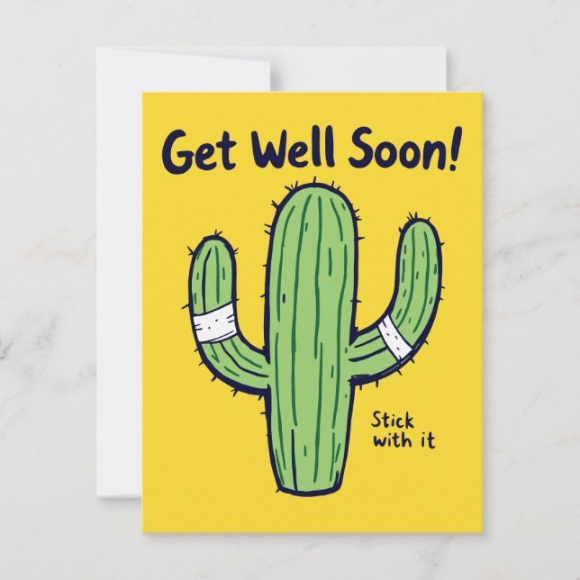 Carte Obtenez Bien Bientôt - Cactus Humour Recovery Card (Devant)