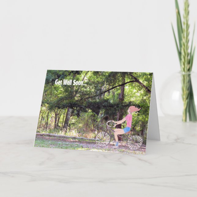 Carte Obtenez Bien Bientôt Carte, Fille, Vélo & Nature (Devant)