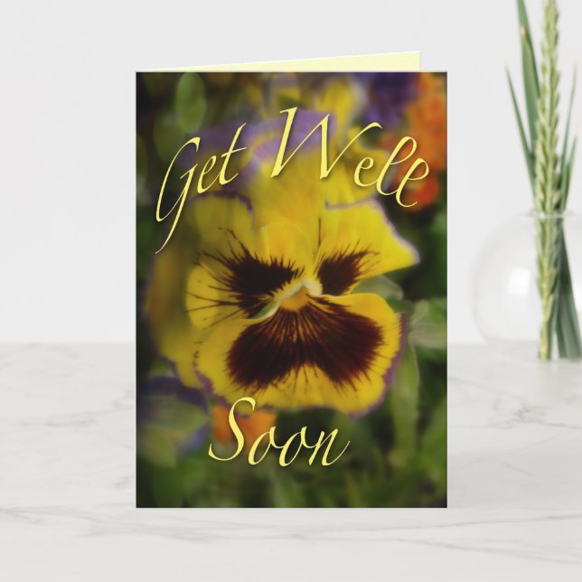 Carte Obtenez Bien Bientôt Pansy Grey Card (Devant)