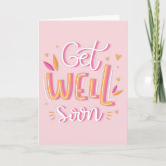 Carte Obtenez bien Bientôt Typographie moderne rose et j