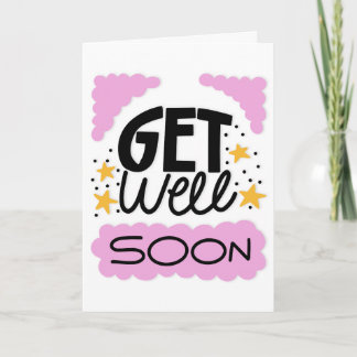 Carte Obtenez bien Bientôt Typographie moderne rose et j
