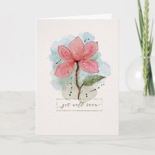 Carte Obtenez Bien BientôtAquarelle Sketchy Doody Fleur 