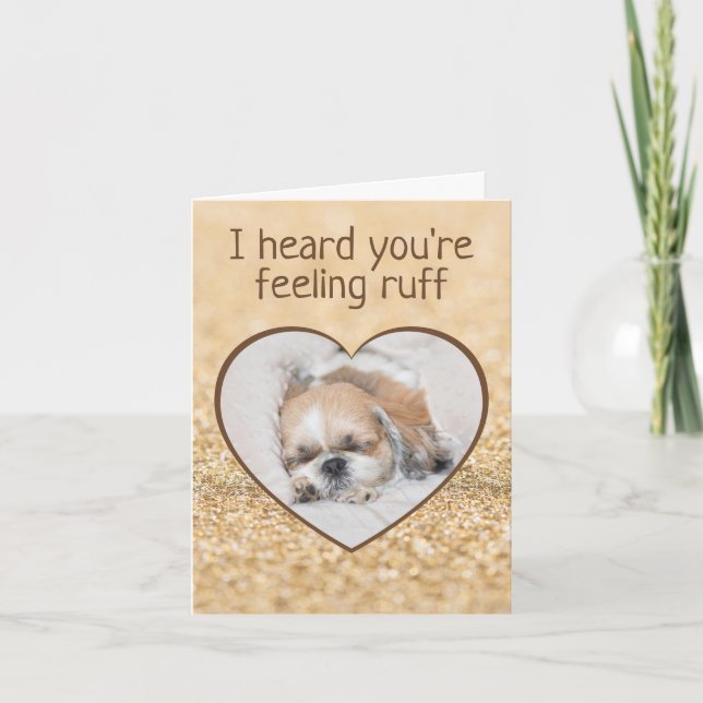 Carte Obtenez bien mignon chien shihtzu sommeil coeur pé (Devant)