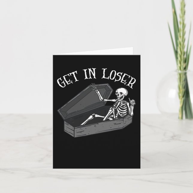 Carte Obtenez Dans Loser Skeleton Dans Coffin Halloween  (Devant)