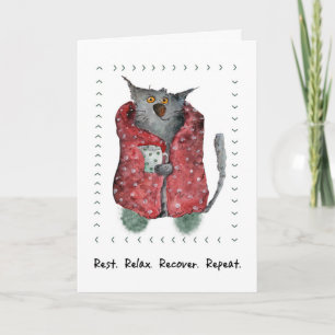 Carte Obtenez des souhaits Whimsical Cosy Cat Illustrati