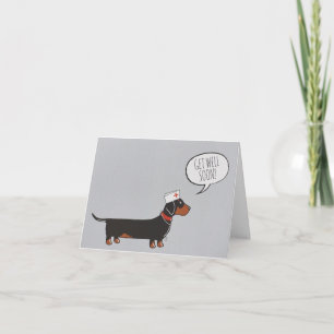 Carte Obtenez-vous bientôt - Dachshund en soins in