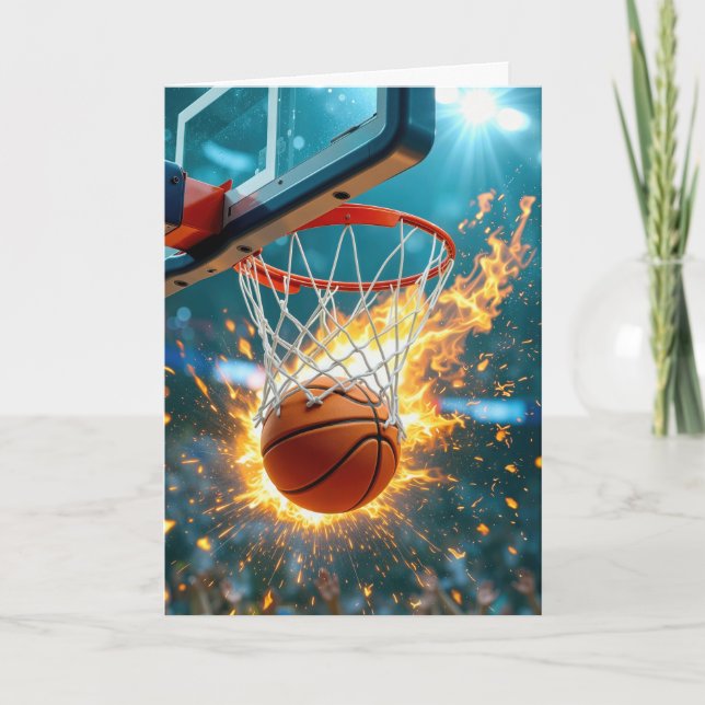Carte Obtenir Anniversaire Flamme Basketball (Devant)