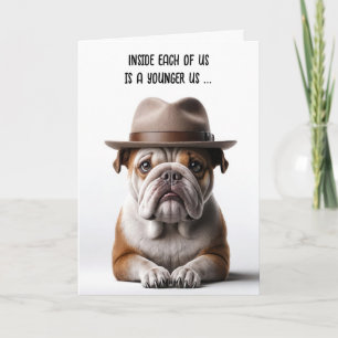 Carte Obtenir Anniversaire Humour Bulldog Avec Fedora