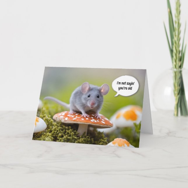 Carte Obtenir la vieille souris gris d'anniversaire (Devant)