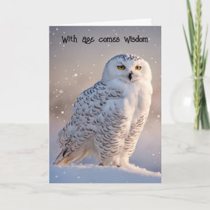 Carte Obtenir l'Anniversaire Chouette neigeuse