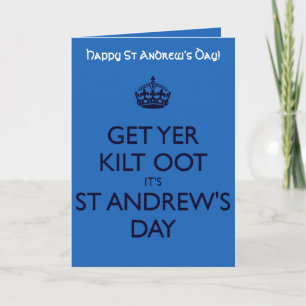 Carte Obtiens Ton Kilt Oot Texte Bleu de la Fête de St A