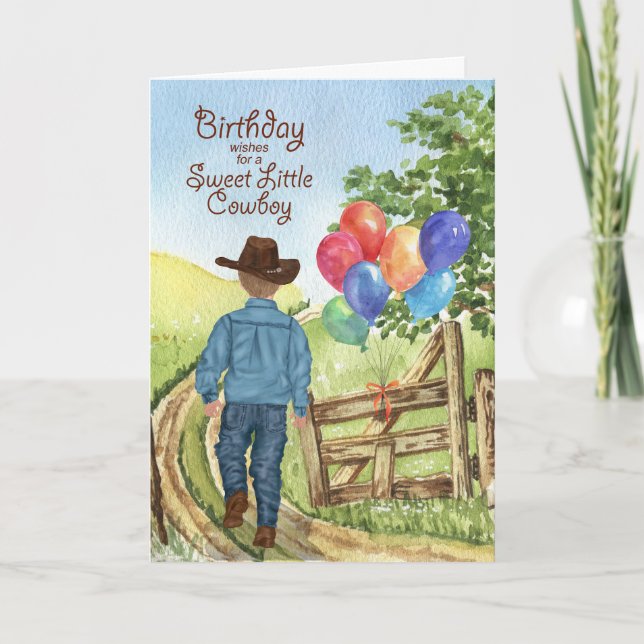 Carte Occidental Cowboy avec Balloon Boy's Birthday (Devant)