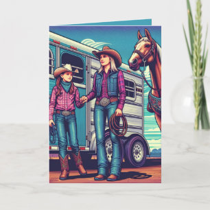 Carte Occidentale Rodeo Cowgirls Personnalisé Anniversai
