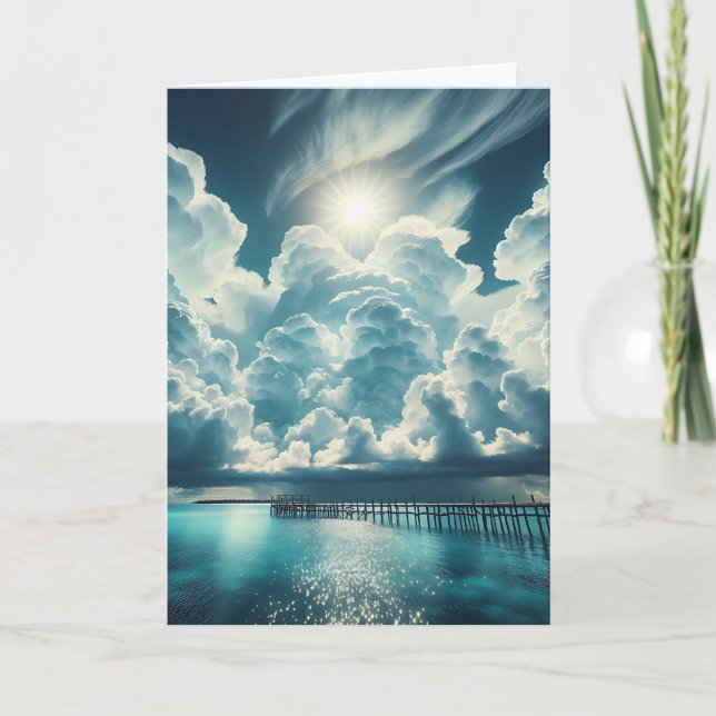 Carte Océan, Dock et nuages fluides Pensez à vous (Devant)