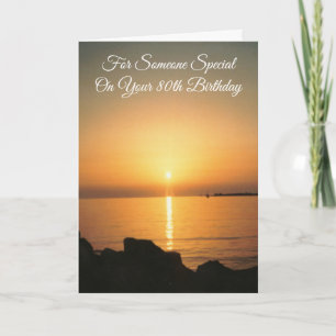 Carte Ocean Sunset Personnalisé 80e anniversaire