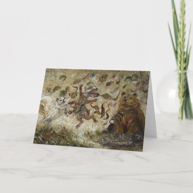 Carte October Fun Whimsical Autumn Forest Animals  (Devant)