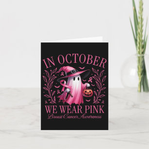 Carte Octobre Nous Portons Pink Ghost Witch Cancer du Se