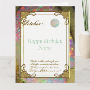 Carte Octobre Opal Birthstone Birthday 8,5 x 11