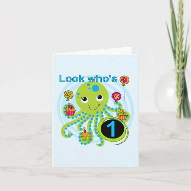Carte Octopus 1er Anniversaire T-shirts et cadeaux (Devant)