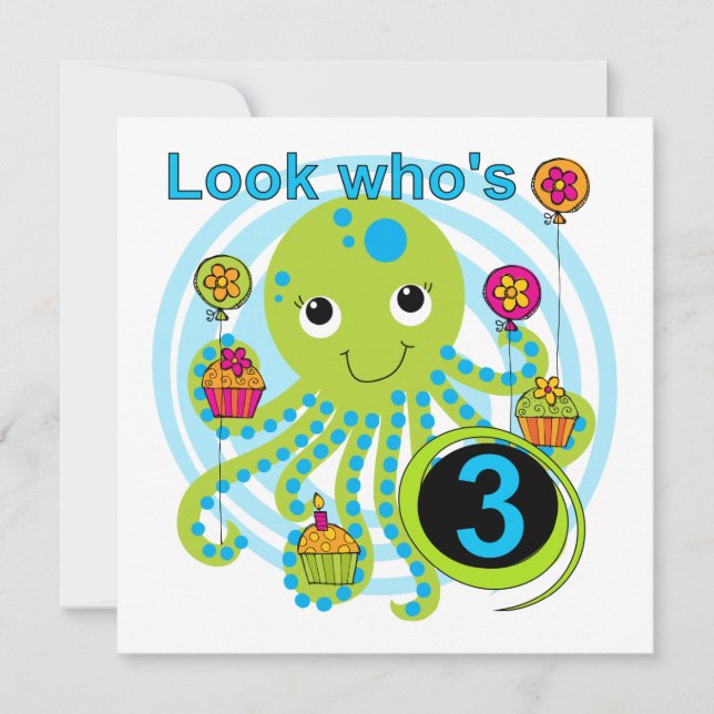 Carte Octopus 3e anniversaire T-shirts et cadeaux (Devant)