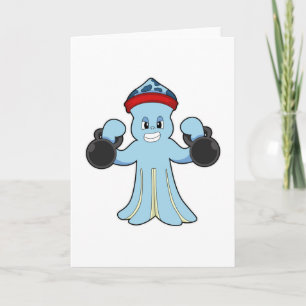 Carte Octopus comme Bodybuilder avec des cloches