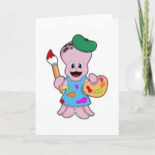 Carte Octopus comme Peintre avec pinceau