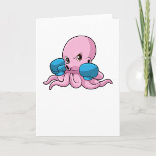 Carte Octopus en boîte avec gants de boxe
