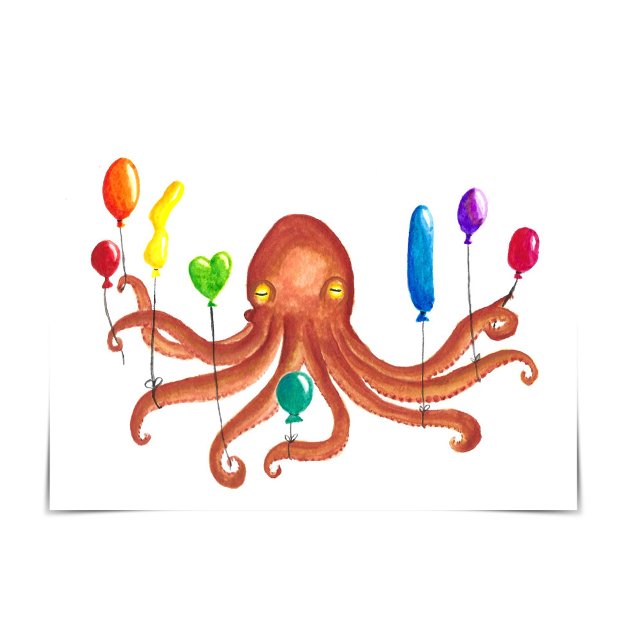 Carte Octopus Holding Ballons Happy 8th Birthday Card (Créateur téléchargé)