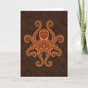 Carte Octopus rouge doré complexe
