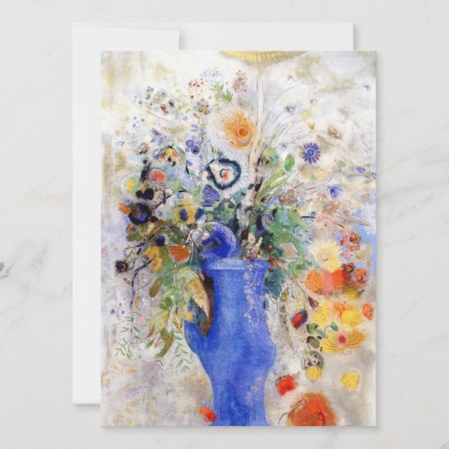 Carte Odilon Redon - Grand Bouquet dans Pastel Blue Vase (Devant)
