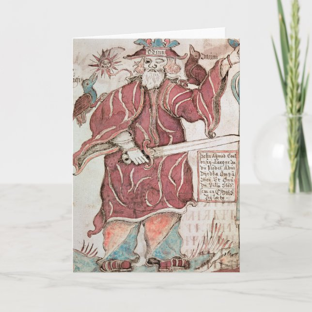 Carte Odin, avec ses deux corbeaux, Hugin et Munin (Devant)