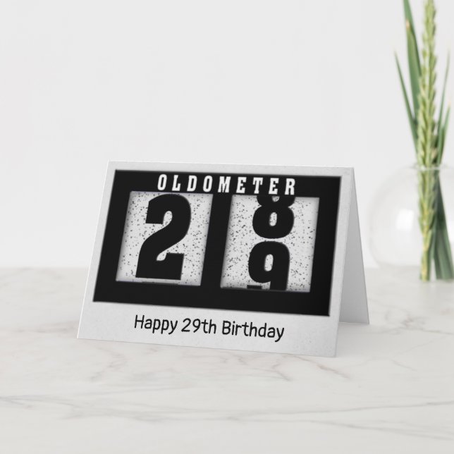 Carte Odomètre noir pour 29e anniversaire (Devant)