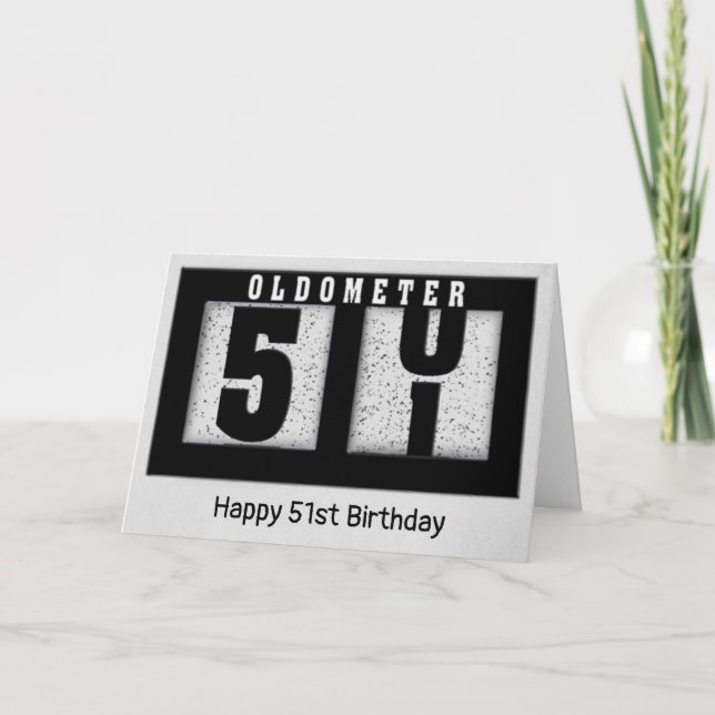 Carte Odomètre noir pour 51e anniversaire (Devant)