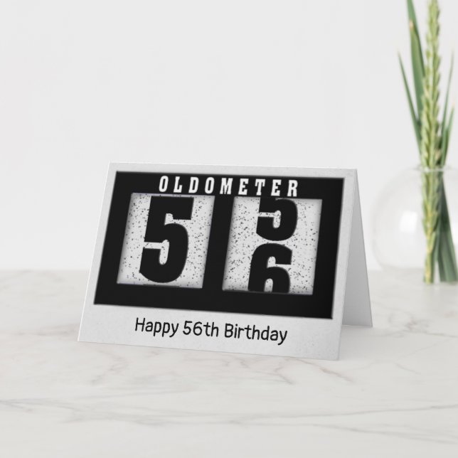 Carte Odomètre noir pour 56e anniversaire (Devant)