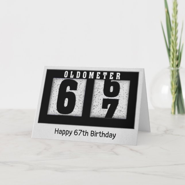 Carte Odomètre noir pour 67e anniversaire (Devant)